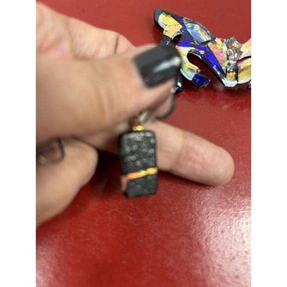 Vintage Artsy Pin Brooch & Earrings‎ Blues Abstract - Picture 3 of 9